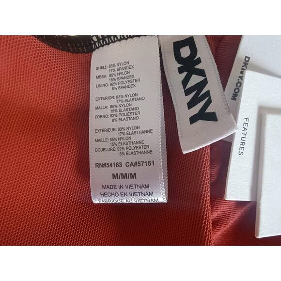 DKNY Women’s Halter Ring One Piece Swimsuit Size Medium color Printed Leaf NWT - Picture 14 of 15